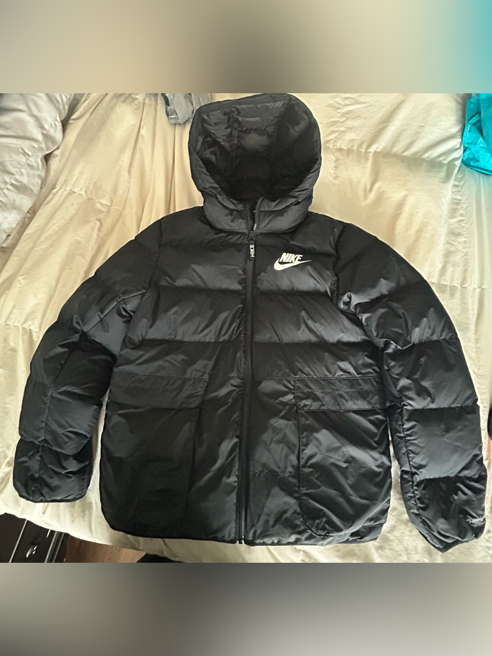 Nike Black Puffer Jacket with White Swoosh